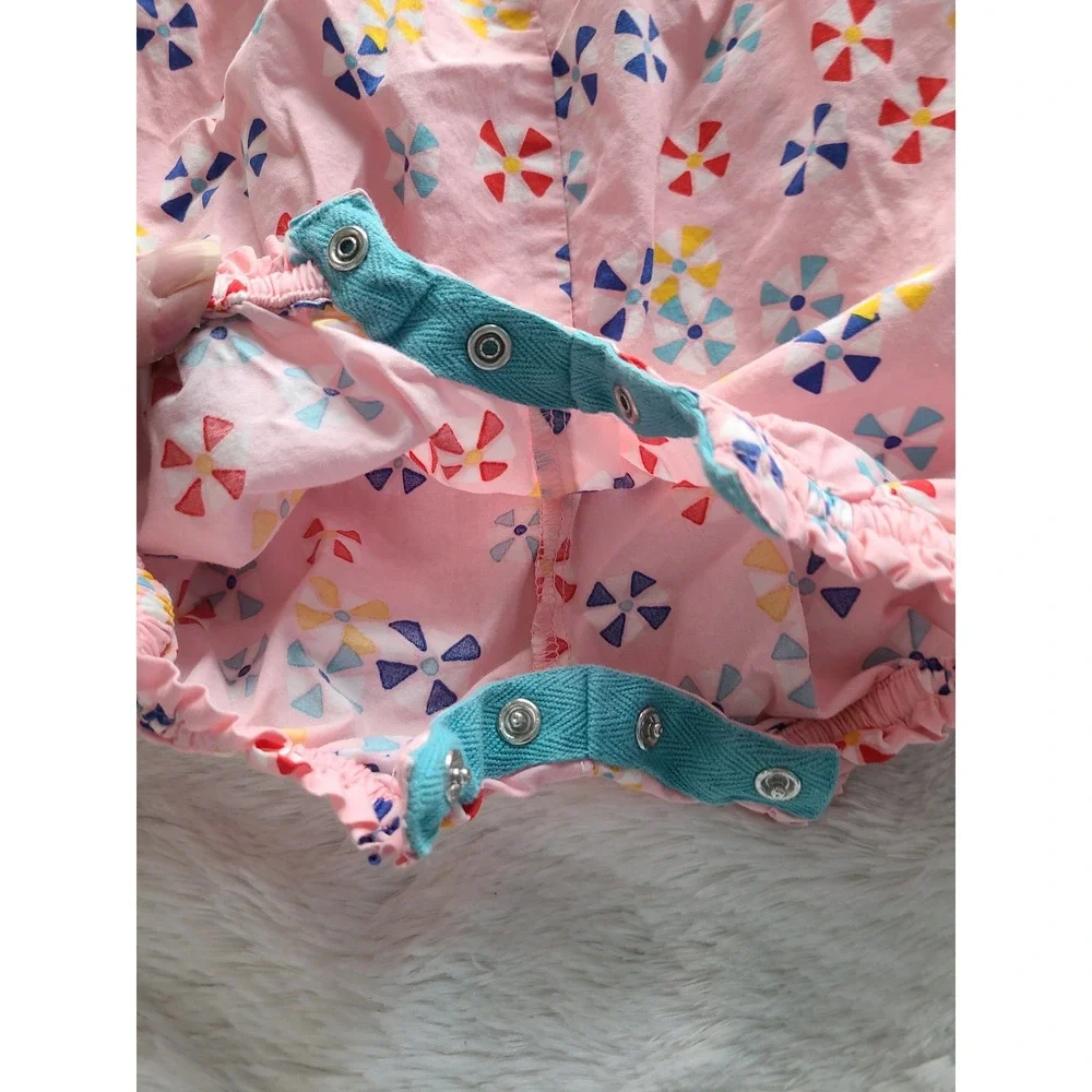 Hanna Andersson Pink Floral Cotton Bubble Romper Size 75 47711 GW